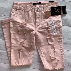 Pink Skinny Mid Rise Pants